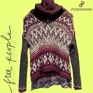 Free People (Sm) oversized crochet hoodie boho style sweater